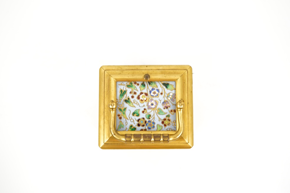 A late 19th century French Champlevé enamel repeating carriage clock